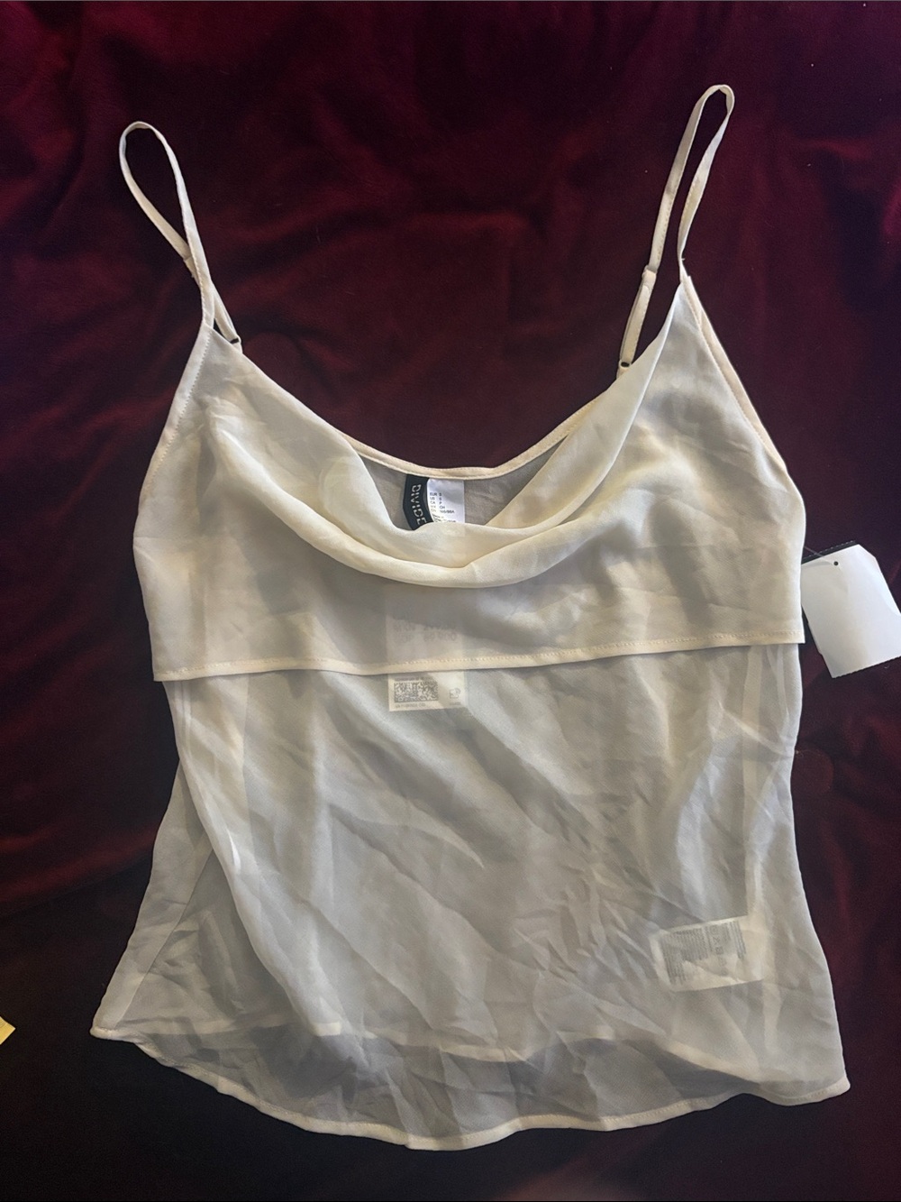 Divided Ivory Sheer Cowl Neck Camisole